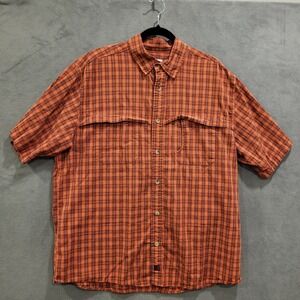 Woolrich Button Down Shirt‎  Men's Size Large Short Sleeve Plaid Colorful Preppy